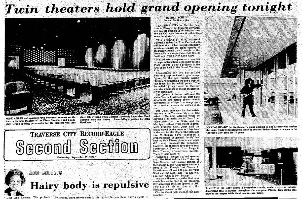 Plaza Cinema 1 and 2 - Sept 1975 Article On Theater